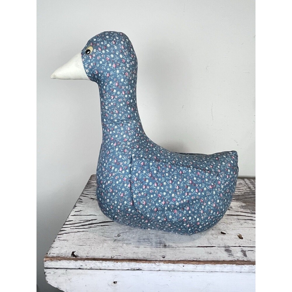 Vintage Cottage Primitive Hand Made Stuffed Duck Goose Doorstop Farmhouse 15”